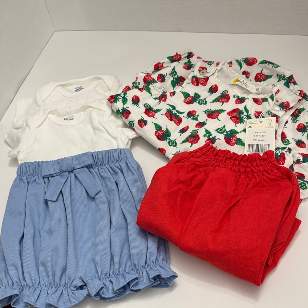 Strawberry Romper and shirt and Shorts - 3month